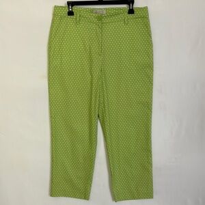 Talbots Heritage women’s Sz 10 Lime Green Polka Dot Capri pants with Pockets